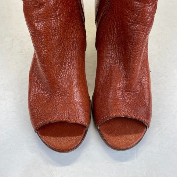 Matisse Folk Brick Red Leather Peep Toe Booties Boots Shoes Lulus Size 8M - Picture 11 of 16